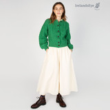 IrelandsEye Ladies Clover Cropped Aran Cardigan Green_10002