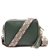 Elie Beaumont Bottle Green Crossbody with Baroque Strap_0