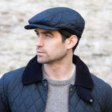 Mucros Weavers Men's Kerry Cap Grey Blue Check_10001