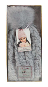 Ladies Heritage Chunky Cable Knit Hat Grey