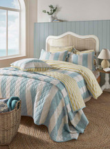 Laura Ashley  Lille Stripe Seaspray King Quilt Set