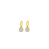 Hoop With Square Crystal Charm Yellow Gold 