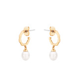 Natural Pearl Hoop Earrings Gold 