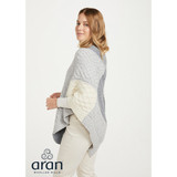 Salthill Aran Patchwork Poncho Tri Colour