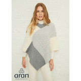 Salthill Aran Patchwork Poncho Tri Colour