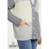 Howth Aran Patchwork Cardigan Tri Colour