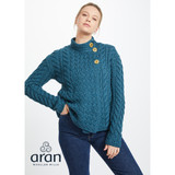 Louisburgh Cable Aran Cardigan Irish Sea