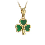 Gold Plated Enamel Shamrock Pendant