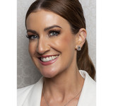 Silver Rectangular Halo Stud Earrings