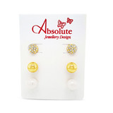 Gold Set of 3 Stud Earrings