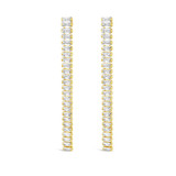 Gold Long Baguette Stone Set Drop Earrings
