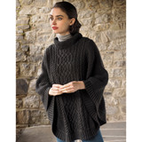 West End Knitwear Brosna Supersoft Ribbed Aran Poncho Charcoal_10001