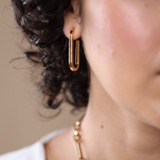 Aluna Gold Long Rectangle Hoop Earrings
