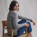 Una Honeycomb Crew Neck Aran Sweater_10010