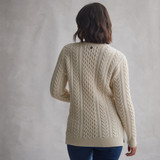 Una Honeycomb Crew Neck Aran Sweater_10013