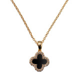  Black Coloured Stone Clover Pendant  