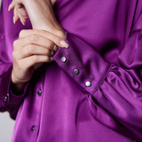 Galaxy Polka Dot Pleat Sleeve Shirt Plum