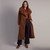 Teddy Long Faux Fur Coat With Collar - Brown
