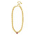 Gold Chunky Necklace with Oval Fuchsia Stone