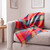Wool Cashmere Bright Yellow, Pink & Green Check Throw