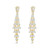 Gold Long Slim Pierced Earrings Set With Cubic Zirconia Stones