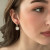 Hoop With Square Crystal Charm Yellow Gold 