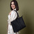 Daphne Strap Panel Tote Bag Black