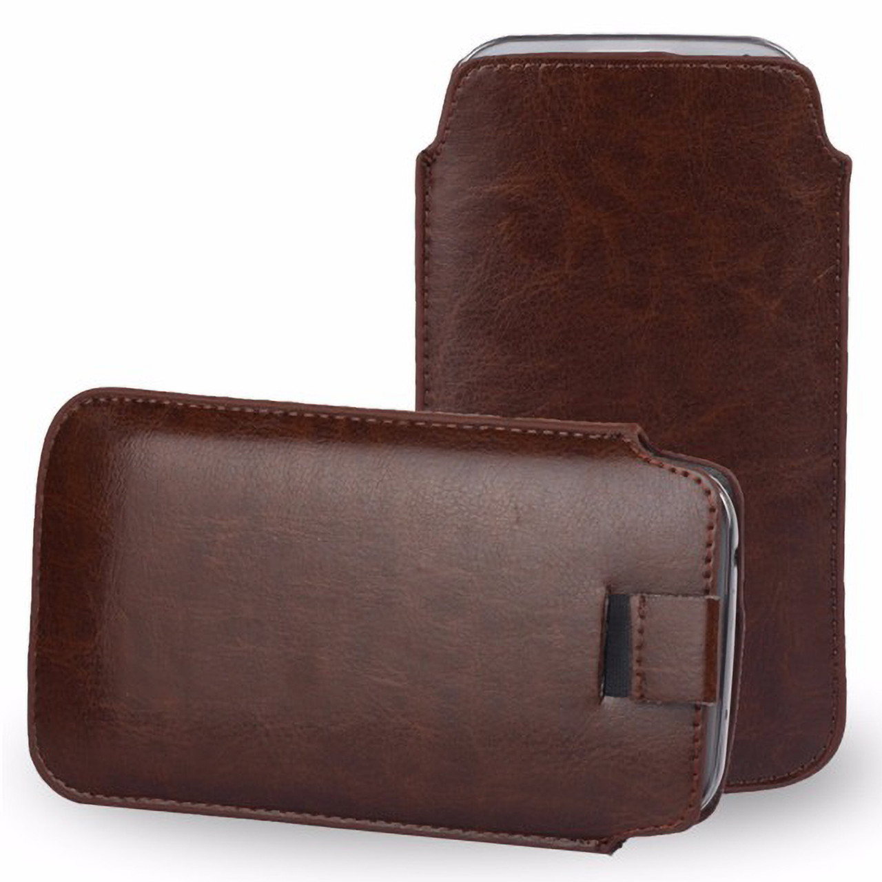 iPhone 12 Mini Brown Pull Tab Pouch Slim Sleeve PU Leather