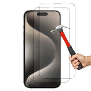 2x iPhone 15 Pro (6.1") Premium 9H 2.5D Tempered Glass Screen Protectors