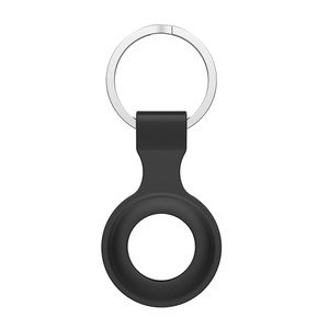 Black Silicone Protective Case Holder for Apple AirTag Tracker with Keychain Ring
