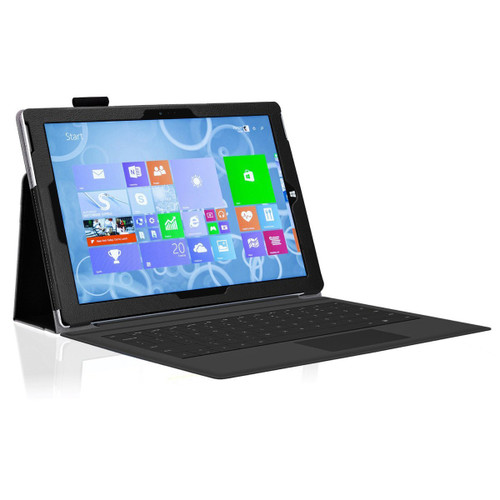 Black Folio Flip Leather Case Cover for Microsoft Surface Pro 7 / Pro 6