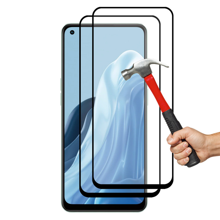 2x OPPO Reno8 Lite 5G Premium Full Cover 9H HD Tempered Glass Shock Absorbing Screen Protectors