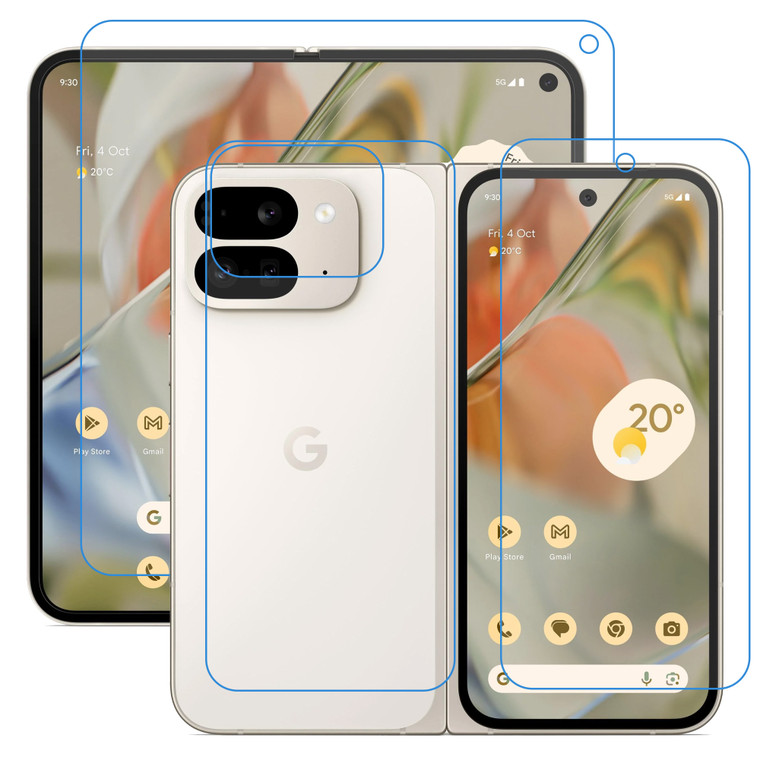 [3x in 1] Google Pixel 9 Pro Fold Premium Hydrogel Full Cover Clear Screen Protectors