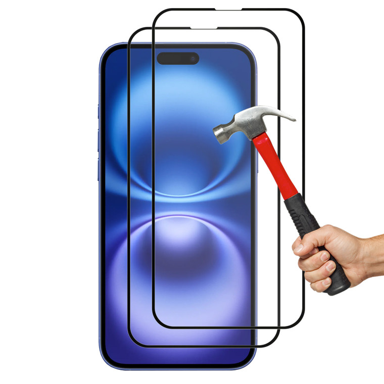 2x iPhone 16 (6.1") Premium Full Cover 9H Tempered Glass Screen Protectors