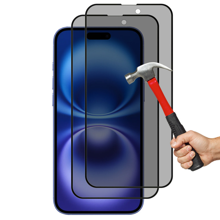 2x iPhone 16 (6.1") Privacy Anti-Spy Premium Full Cover 9H Tempered Glass Screen Protectors