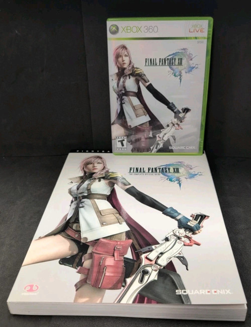 Authentic Final Fantasy XIII Xbox 360 game case disc and Piggyback game guide