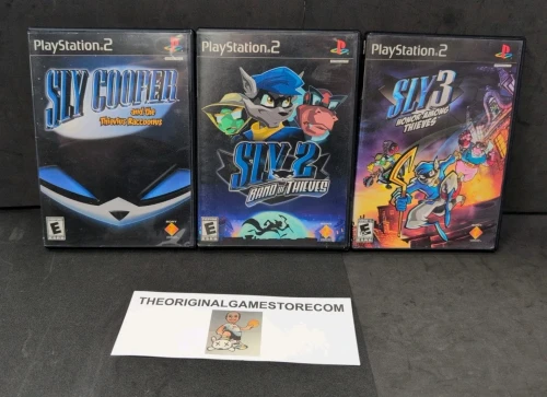 Authentic Sly Cooper Trilogy Sony PlayStation 2 PS2 lot of three games complete in box with discs cases and manuals