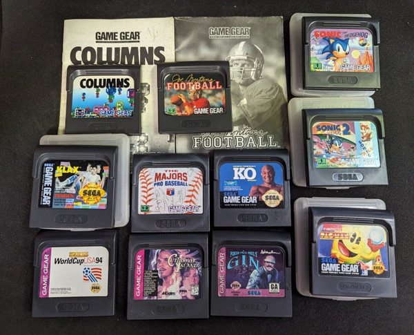 LOT OF SEGA GAME GEAR GAMES BUNDLE 11 INCLUDING SONIC, SONIC 2, PAC-MAN & KLAX