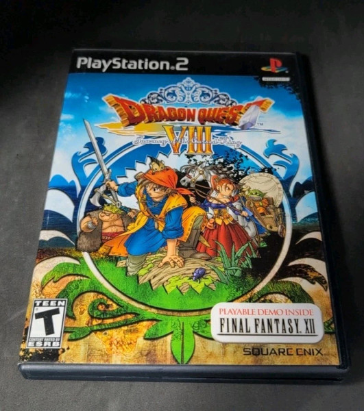 Authentic Dragon Quest VIII Journey of the Cursed King PlayStation 2 case disc and Final Fantasy demo disc