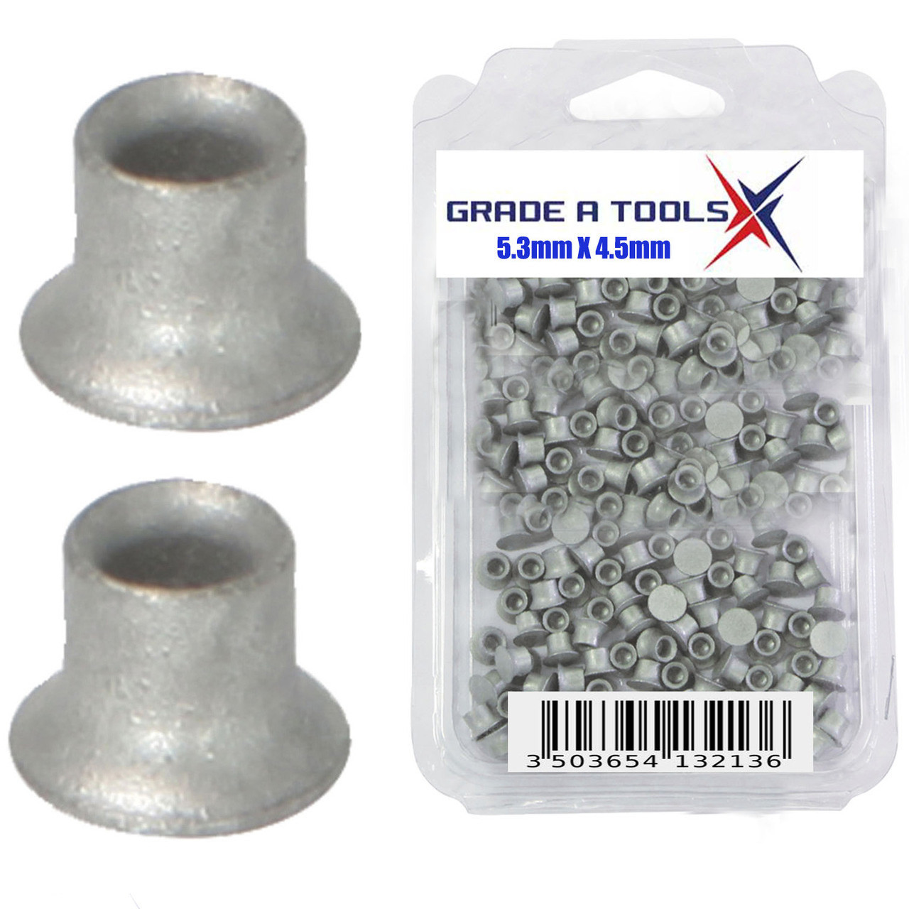 5.3mm x 4.5mm Aluminum Self Piercing Rivets, 100/Box  A
