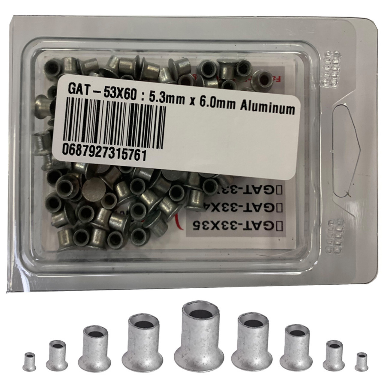 5.3mm x 6.0mm Aluminum Self Piercing Rivets, 100/Box C