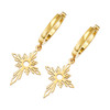 Gold Dasal Drop Earrings with Filipino sun cross design, stainless steel waterproof tarnish-free hoop earrings, faith-inspired Pinay jewelry from the Philippines
