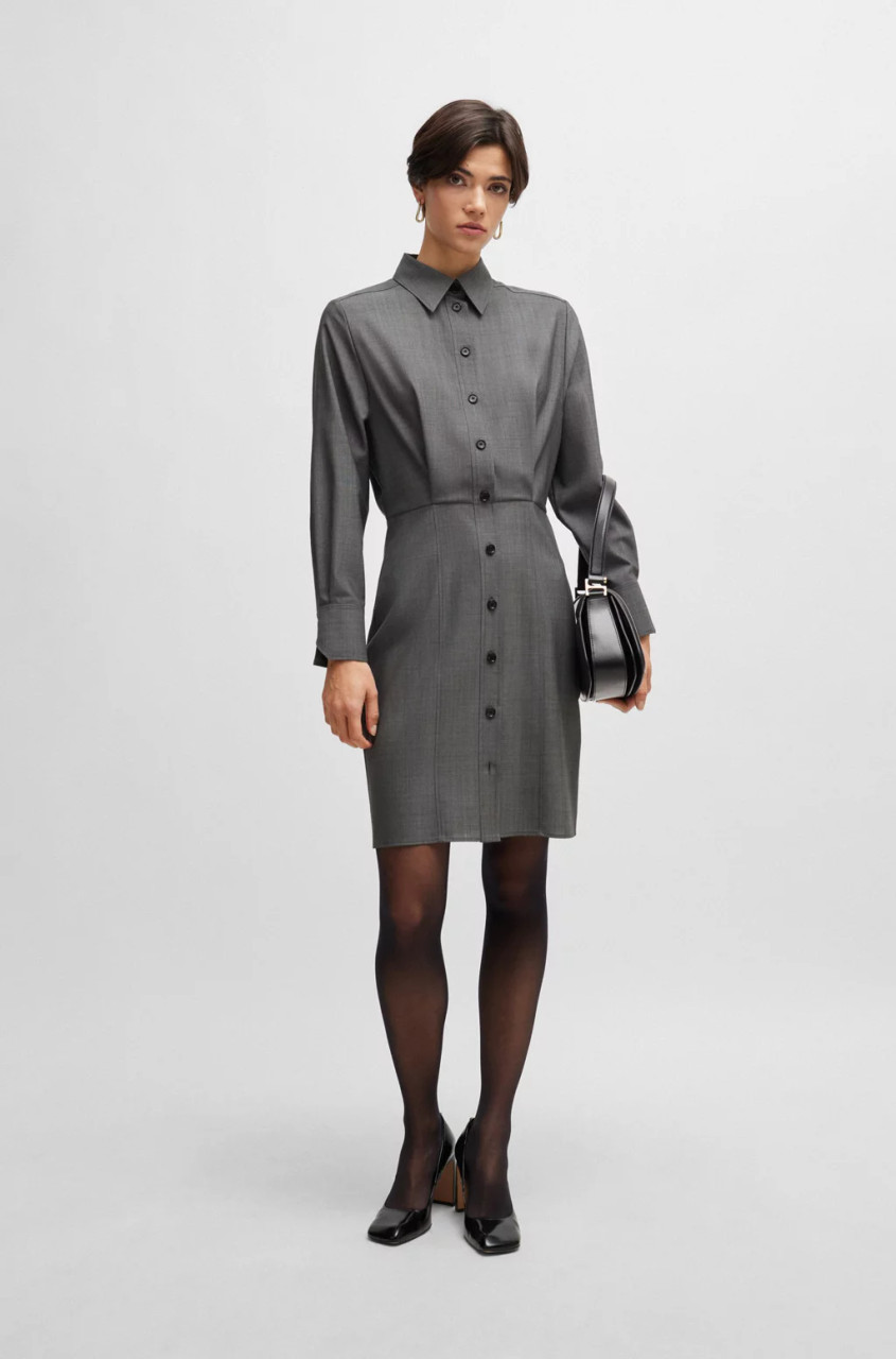 boss shirt dress BOSS - Cotton-poplin shirt dress with eyelet belt