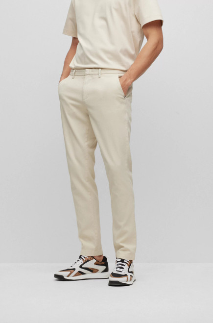 Buy BOSS Brand Print Slim Fit Trousers | White Color Men | AJIO LUXE