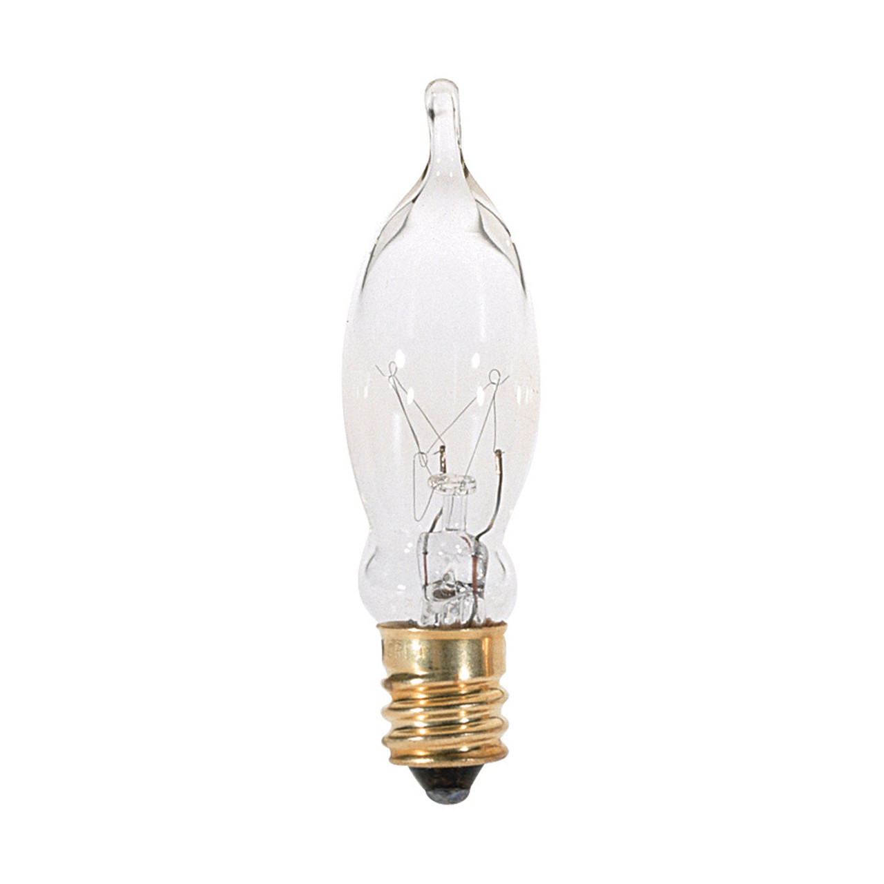 15W clear flame tip candleabra base light bulb
