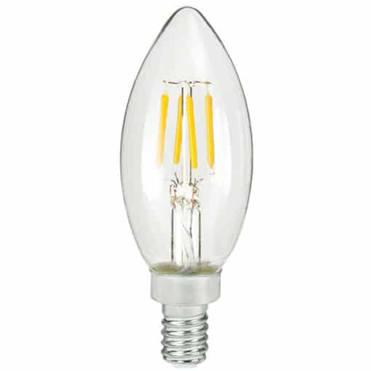 TCP FB11D6030E12SCL95, 5W LED B11 Vintage Clear Torpedo Candelabra Base  Light Bulb 3000K Dimmable