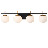Efficient Lighting EL-281-04 | EL-281-04 Interior Wall Mount Bathroom Vanity Lighting Fixture - Polished Gold & Powder Coated Black, Fixture only, no bulb included