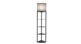 ASD Lighting ASD-FLS-CN-E26-BN | Corner Floor Lamp with Four Triangular Shelves 120V E26 with LED Bulb 9W 3CCT Pull Chain 70inch Black Frame Natural Shade ETL
