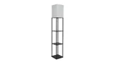 ASD Lighting ASD-FLS-TR-E26-BW | Traditional Floor Lamp with Three Square Shelves 120V E26 with LED Bulb 9W 3CCT Pull Chain 62inch Black Frame White Shade ETL
