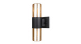 ASD Lighting ASD-WGLR-2E26AM-BK | Bulb Round 2-sides Outdoor Wall Cylinder AMBER Series 2xE26 120V Amber Glass Black ETL